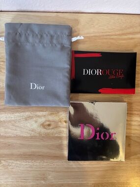 Dior Makeup Trio with Gray Pouch and 2 Dior Lip Samples NWT
